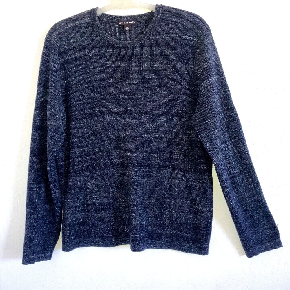 MICHAEL KORS sz XL Cotton Wool Blue Knit Top Long Sleeve Pull Over Sweater